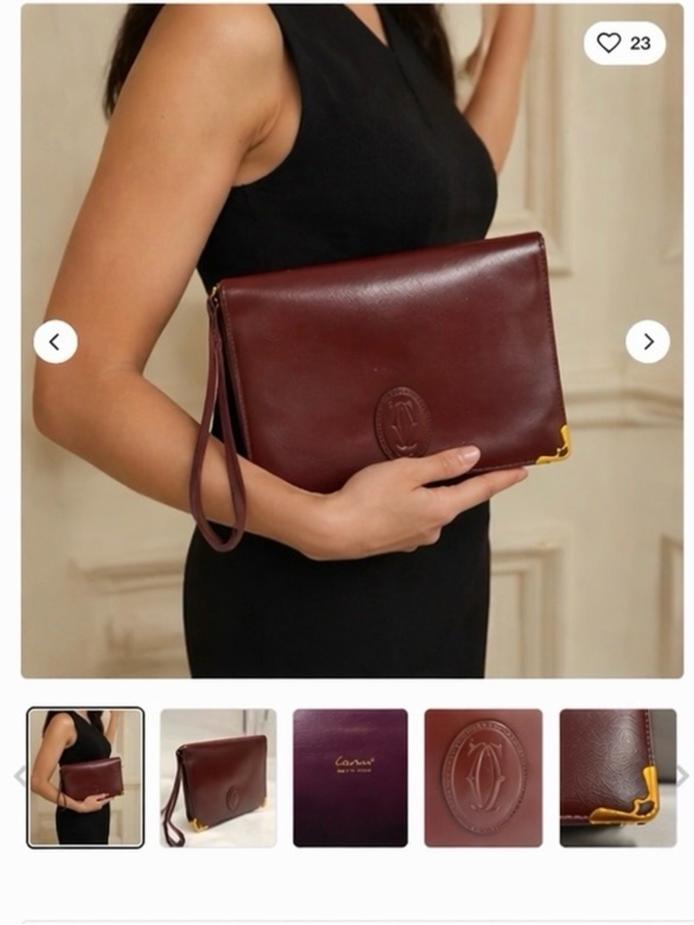 Vintage Cartier Must de Cartier leather clutch Classic Logo envelope bag Paris
